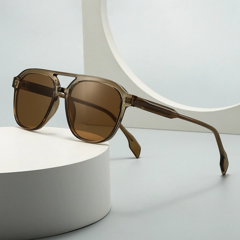 Vintage Aviator Sunglasses Double Bridge Retro Square Frame UV400 Protection Oversized PC Eyewear For Men Women