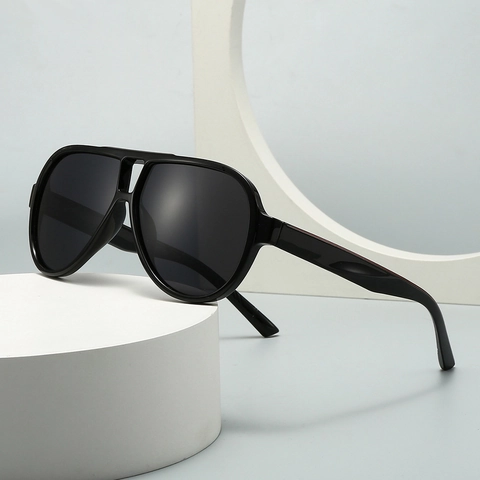 Lunettes De Soleil Aviateur Polarisées Protection UV400 Monture PC Rétro Grand Cadre Mode Moderne Pour Hommes Femmes
