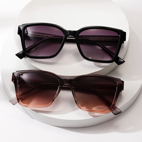 Square Sunglasses Large Frame Vintage Fashion UV400 Protection Gradient Lenses Plastic Metal For Men Women