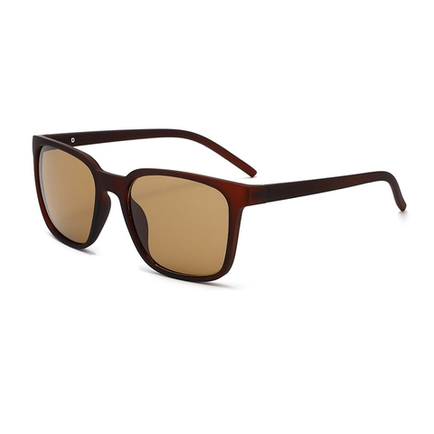Square Sunglasses For Men And Women Large Matte Plastic Frame Glass Lens UV400 Protection Modern Outdoor Eyewear