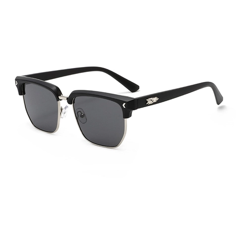 Occhiali Da Sole Quadrati Browline Lenti PC Montatura Plastica Metallo Protezione UV400 Vintage Mezza Montatura Uomo Donna