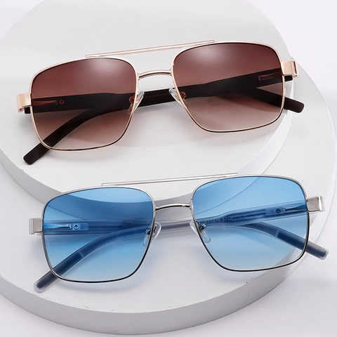 Retro Square Aviator Sunglasses Metal Frame UV Protection Gradient Lens Lightweight Fashion Eyewear For Men Women