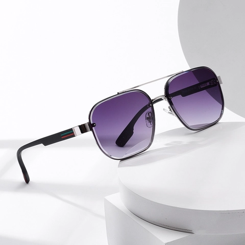Retro Pilot Zonnebril Metalen Frame Dubbele Brug Verlooplens UV400 Mode Brillen Unisex