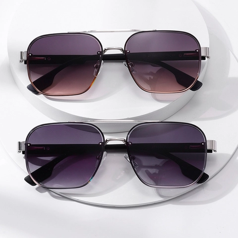 Retro Pilot Zonnebril Metalen Frame Dubbele Brug Verlooplens UV400 Mode Brillen Unisex