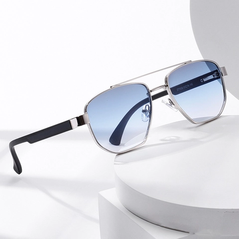 Retro Pilot Sonnenbrille Metall TR Rahmen UV400 Schutz Doppelsteg Verlaufgläser Moderne Mode Unisex Brille