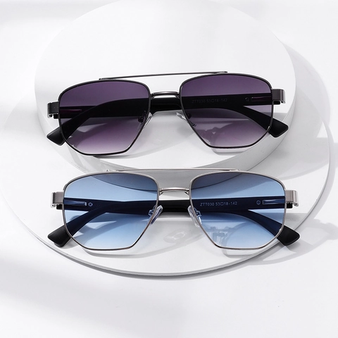 Retro Pilot Sonnenbrille Metall TR Rahmen UV400 Schutz Doppelsteg Verlaufgläser Moderne Mode Unisex Brille