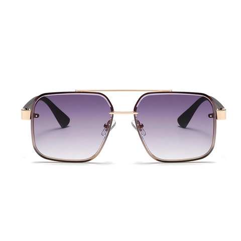 Square Sunglasses Metal Frame Retro Aviator Double Bridge Gradient Lenses UV400 Protection Trendy Eyewear For Men Women