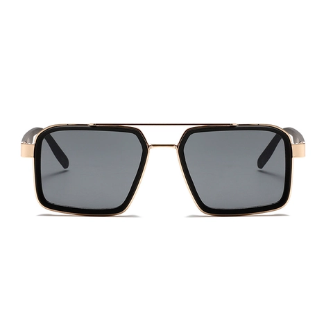Gafas De Sol Cuadradas Vintage Montura Metálica Lentes Degradadas Doble Puente Marco Grande Protección UV Moda Retro Unisex