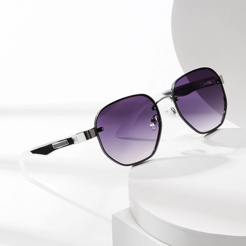 Sonnenbrille Vintage Metall Sechseckrahmen UV400 Schutz Harzlinsen Unisex Trendy Street Style