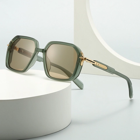 Lunettes De Soleil Carrées Rétro Double Pont Protection UV400 Monture Large Plastique Métal Mode Hommes Femmes