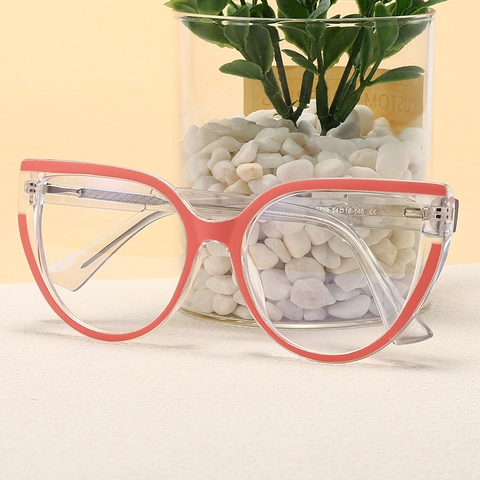 Occhiali Anti Luce Blu Occhio Di Gatto Oversize Retro Montatura Plastica Nucleo Metallico Moda Ottica Per Donne Elegante