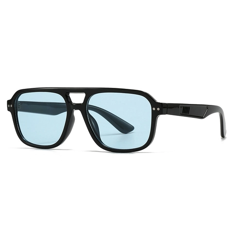 Retro Square Flat Top Sunglasses Plastic Frame Polycarbonate Lens UV400 Double Bridge Pilot Style Fashion For Men Women