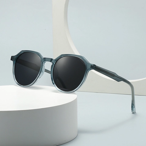 Polarized Round Frame Sunglasses For Men Women UV400 Protection PC Frame Geometric Retro Fashion Eyewear For Driving Outdoor Casual