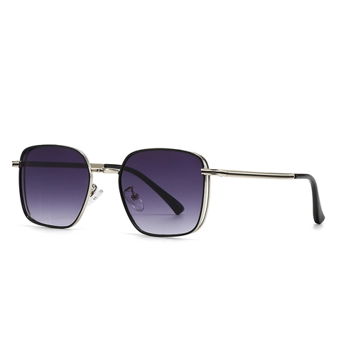 Retro Square Metal Frame Sunglasses UV400 Protection Gradient PC Lens Fashion Eyewear For Men Women