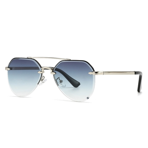 Lunettes De Soleil Aviateur Mode Métal Polygone Dégradé UV400 Rétro Double Pont Moderne Tendance Pour Femmes Hommes