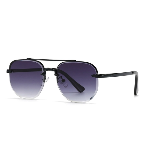 Retro Rimless Aviator Sunglasses For Women Men Metal Double Bridge Gradient Lens UV400 Protection Modern Minimalist Eyewear