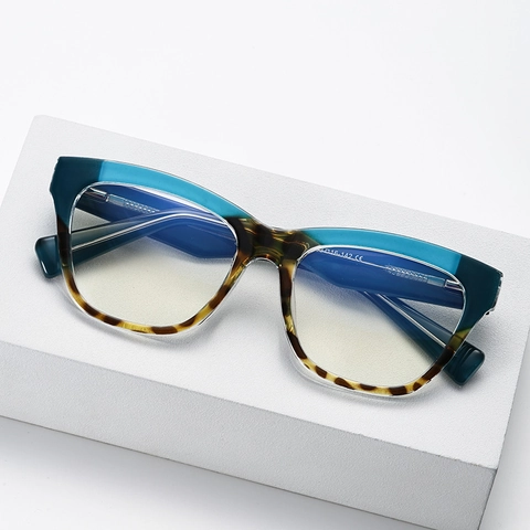 Gafas De Filtro De Luz Azul Ojo De Gato Para Mujer Moda Retro Marco PC Bloqueo De Color Bisagra De Resorte