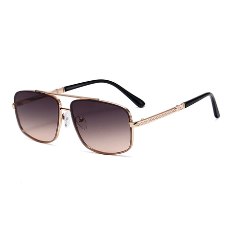 Occhiali Da Sole Aviatore Retro Montatura Metallo PC Protezione UV400 Lenti Sfumate Doppio Ponte Moderni Pilota Uomo Donna