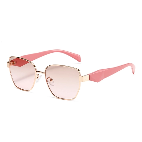 Retro Square Sunglasses Women Gradient Lens UV400 Protection Metal Frame Modern Faceted Temples Fashion Eyewear