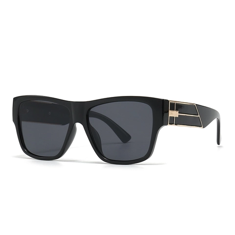Gafas De Sol Cuadradas Modernas UV400 Marco Grande PC Decoración De Patillas De Metal Geométrico Gafas De Moda De Tendencia Unisex