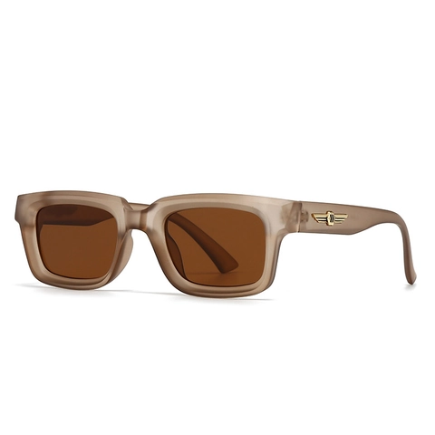 Retro Square Sunglasses Men Women PC Frame UV400 Protection Metal Wing Decor Fashion Streetwear Eyewear For Driving Travel