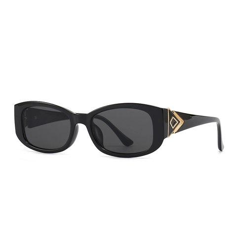 Retro Rectangle Sunglasses UV400 Protection Plastic Frame Metal Decor Small Frame Fashion Eyewear For Women Men