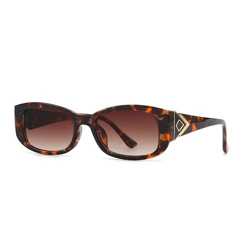 Retro Rectangle Sunglasses UV400 Protection Plastic Frame Metal Decor Small Frame Fashion Eyewear For Women Men