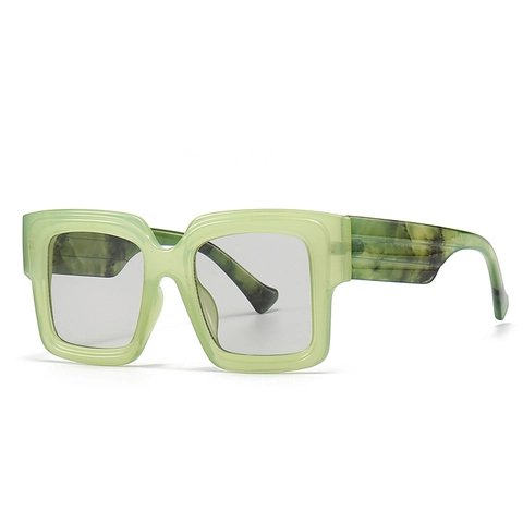 Vierkante Oversized Zonnebril Retro Mode Bril Dik PC Montuur Pootjes Met Marmerpatroon UV400 Bescherming Unisex