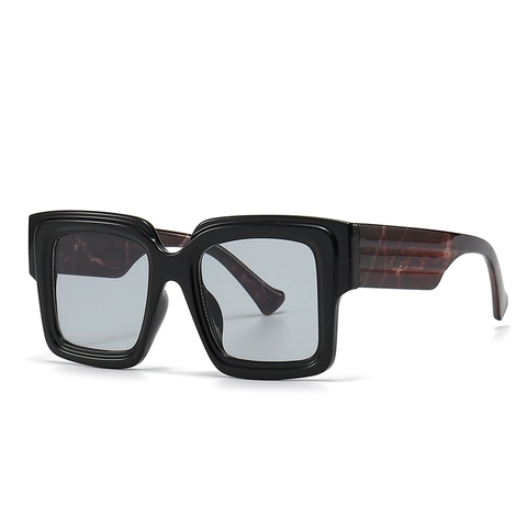 Vierkante Oversized Zonnebril Retro Mode Bril Dik PC Montuur Pootjes Met Marmerpatroon UV400 Bescherming Unisex