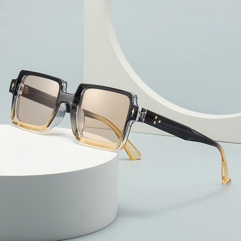 Gafas De Sol Cuadradas Grandes Marco PC Remaches Estrella De Metal Protección UV400 Moda Viaje Para Mujeres Hombres