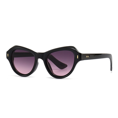 Retro Cat-Eye Schmetterlings-Sonnenbrille für Damen UV400-Schutz PC-Rahmen Mode Streetstyle Nieten Farbverlauf Brille