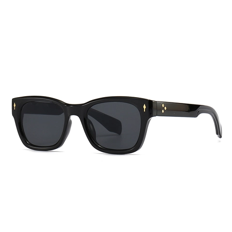Retro Square Frame Sunglasses For Women Fashion UV400 Protection Plastic Metal Rivet Decor Decorative Sun Glasses Eyewear