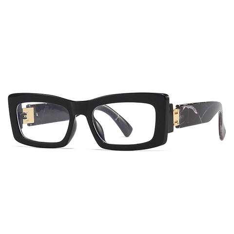 Rectangle Anti Blue Light Glasses For Women Men Retro Small Frame Eyewear UV400 Marble Pattern Temple Fashion Eyeglasses