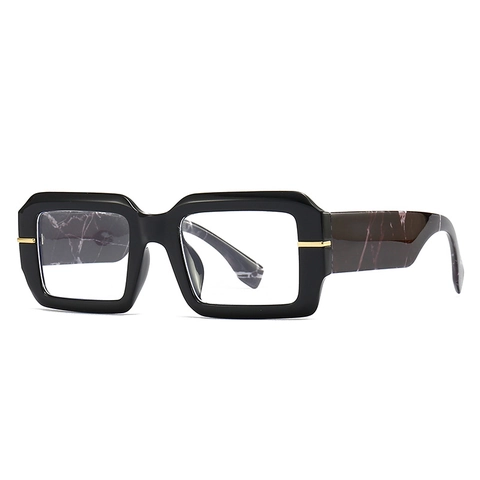 Vintage Modern Square Anti-Blue Light Glasses PC Frame Marble Pattern Temple UV400 Fashion Decorative Eyewear For Women Men