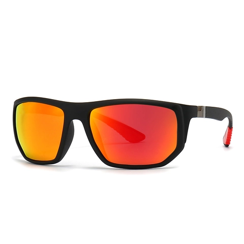 Men's Square Polarized Sports Sunglasses UV400 PC Frame Classic Outdoor Driving Eyewear With Anti-Slip Texture Temples