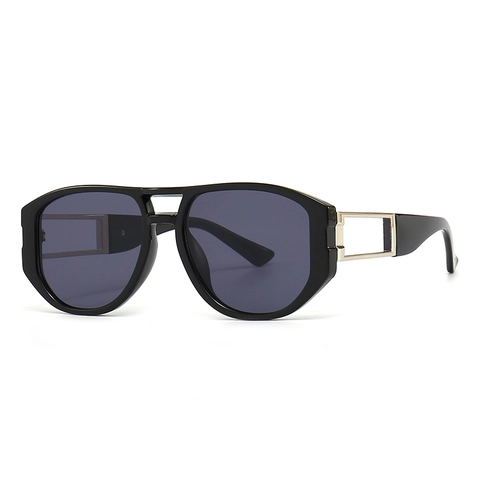 Retro Square Sunglasses Large Geometric Frame UV400 Protection Hollow Metal Temple Fashion INS Style Eyewear