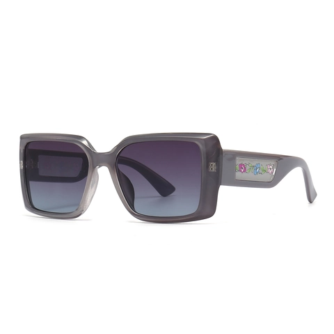 Übergroße Quadratische Sonnenbrille Kunststoffrahmen Verlaufsgläser UV400 Schutz Retro Blumendesign Vintage Brille