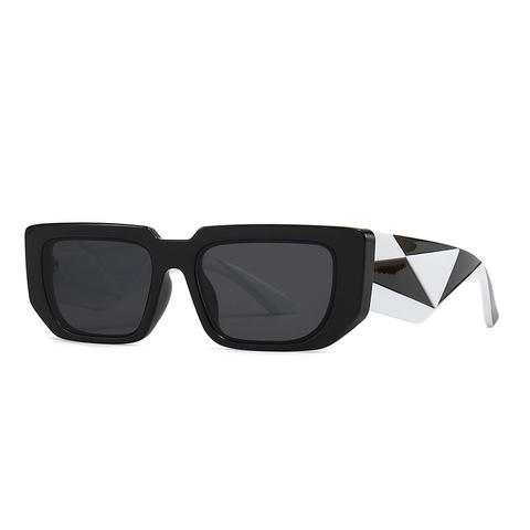 Retro Square Sunglasses UV400 Protection Plastic Frame Geometric Triangle Temple Trendy Eyewear For Men Women