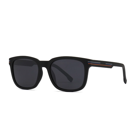 Classic Square Polarized Sunglasses Men Driving UV400 PC Frame Matte Finish Anti Glare Striped Decorative Eyewear