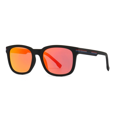 Classic Square Polarized Sunglasses Men Driving UV400 PC Frame Matte Finish Anti Glare Striped Decorative Eyewear