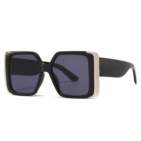 Oversized Square Sunglasses For Women Retro Cat Eye PC Frame Metal Trim UV400 Protection Fashion Eyewear