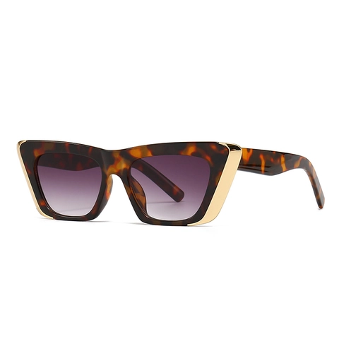 Vintage Cat Eye Sunglasses For Women UV Protection PC Frame Metal Decoration Fashion Square Eyewear