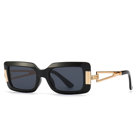 Occhiali Da Sole Quadrati Protezione UV400 Montura Plastica Metallo Aste Geometriche Cave Retro Vintage Tendenza