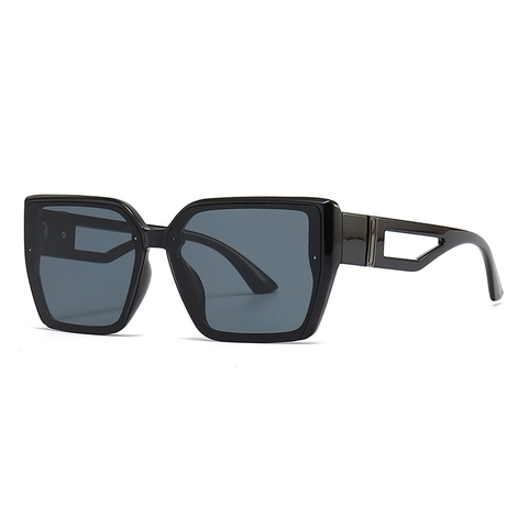 Trendy Square Cat Eye Sunglasses Women Oversized PC Frame UV400 Protection Hollow Out Temples Modern Eyewear