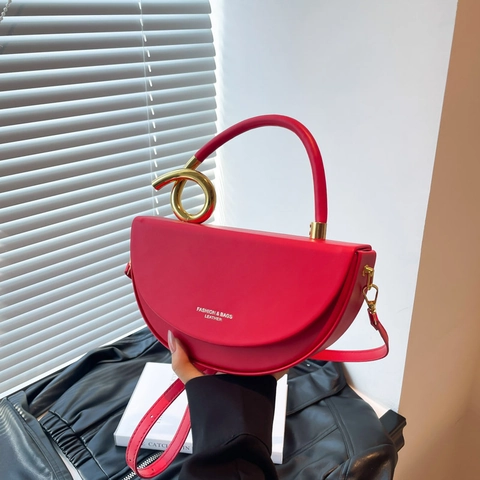 Elegante Borsa A Tracolla Mezzaluna Pelle PU Manico Dorato Torto Borsa A Spalla Versatile Donne