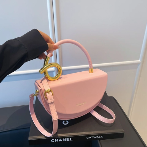 Elegante Borsa A Tracolla Mezzaluna Pelle PU Manico Dorato Torto Borsa A Spalla Versatile Donne