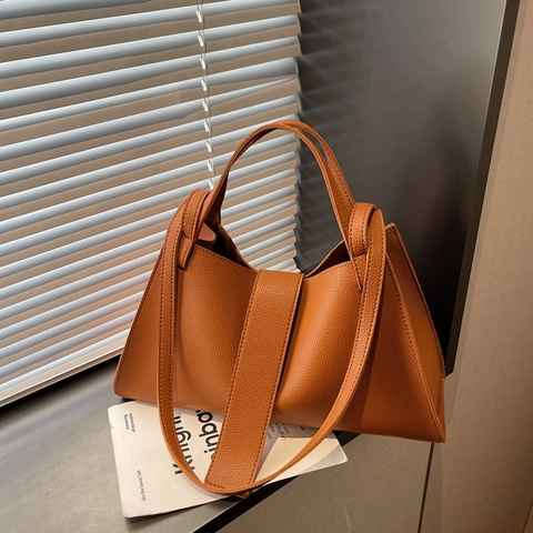 Damen Schultertasche Handtasche PU Leder Litschi Narbe Große Kapazität Magnetverschluss Pendler Französisch Minimalistisch Retro