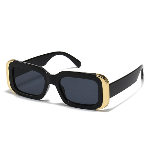 Lunettes de Soleil Carrées Rectangulaires Rétro Pour Femmes Avec Bordure Métallique Mode Protection UV400 Style Designer
