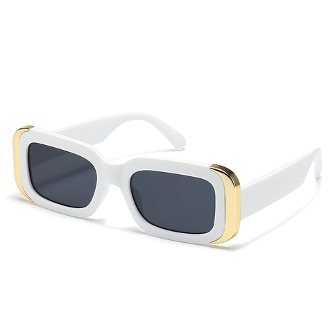 Lunettes de Soleil Carrées Rectangulaires Rétro Pour Femmes Avec Bordure Métallique Mode Protection UV400 Style Designer