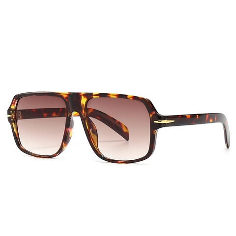 Oversized Square Sunglasses For Women Men Vintage Fashion UV400 Polarized Lenses Plastic Frame With Metal Detail